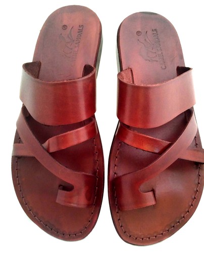 Brown leather jesus gladiator - leather,