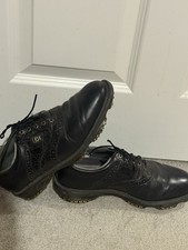 Footjoy Dryjoys Tour Golf Shoes Men UK Size 7 Dark Brown/Purple Spikes Leather 