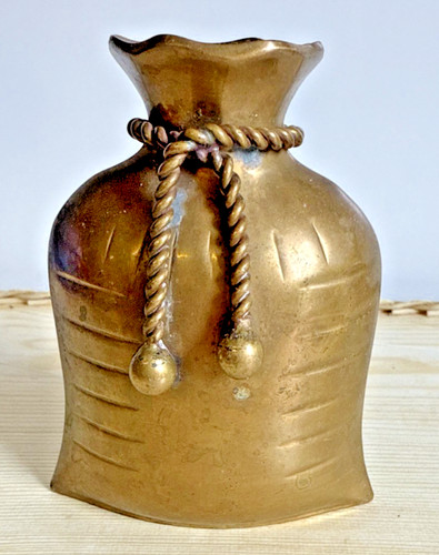 Vintage brass money bag sack - vintage,