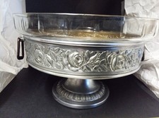 Antique Beldray (Bradley & Co) 1900s Chrome Centrepiece Fruit Bowl Glass Liner