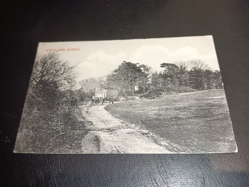 Horse cart outside house - &,