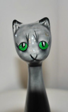 Cat Long necked Vase- Scoop Head Bud Vase- Ceramic Grey- Decorative GC
