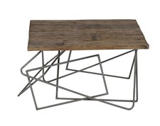 Industrial Reclaimed Metal Base Geometric Design Railway Sleeper Coffee Table