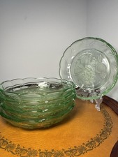 Vintage Green Glass Engraved