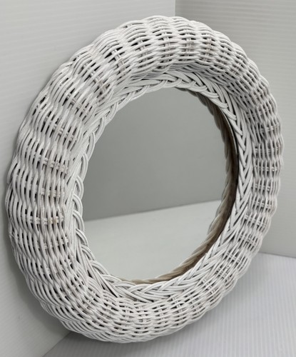 Vintage wicker mirror round - wicker,