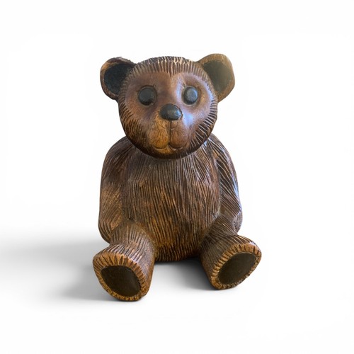 Hand carved wooden - teddy, bear