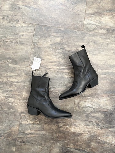 Zara black leather western - zara,