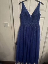 Beautiful Royal Blue Sequinned Bodice Prom Dress Size L (approx 12) Bnwot