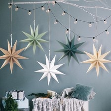 5Pcs Christmas Paper Star Lanterns Hollow Out Star Pentagram Lampshade Wedding