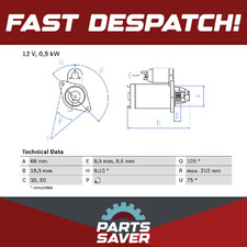 Starter Motor fits VAUXHALL TIGRA Mk1 1.4 1.6 94 to 99 Bosch 09115192 R1040008