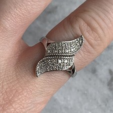 Diamond Ornate Twist Cluster Ring 9ct 375 White Gold- Size N