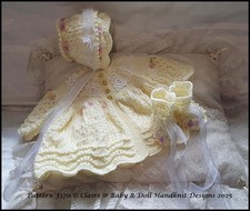 KNITTING PATTERN BABY OR REBORN DOLL MATINEE SET F170 16-24" DOLL EARLY-6M BABY