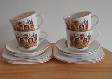 Set of 4 King George VI & Queen Elizabeth Coronation 1937 Cups & Saucers