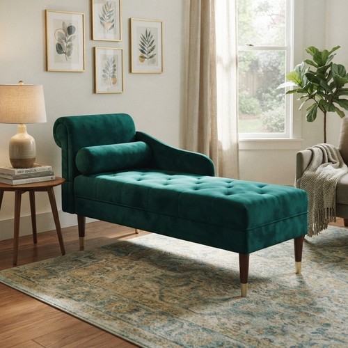 Compact velvet chaise longue - chaise,
