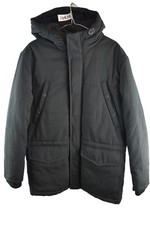 TU Black Parka Coat size M Mens Full Zip Padded Hooded Winter Jacket Casual