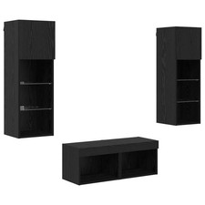 TV Wall Cabinets with LED Lights 4 Piece Floating TV Wall Unit TV Stand vidaXL