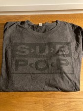 Sub Pop logo Seattle Grunge Grey Black XL t shirt