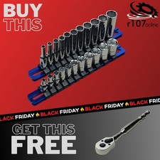 Blue Point 1/4" Shallow & Deep Sockets 4mm-14mm with FREE Blue Point Ratchet