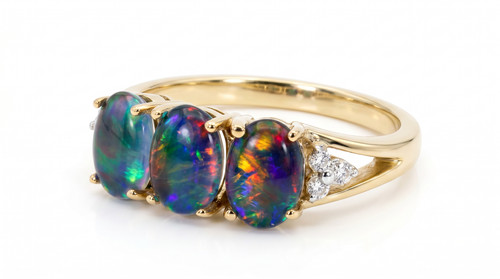 Natural diamond black - , opal
