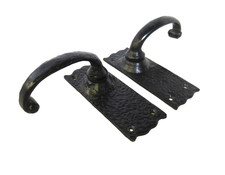 Vintage Iron Black Gothic Pair lever Manner House Door Handles 13cm FREE P&P ?