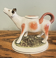 Antique Staffordshire Victorian Cow Creamer, Lovely Colours, Attractive Piece