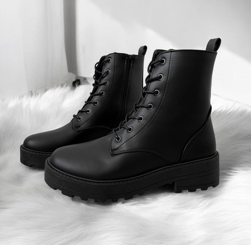 Women black lace combat - black, up