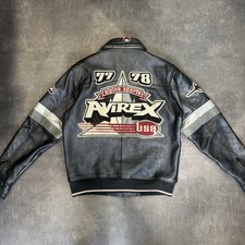 Avirex 90s Era Mountain Patron Leather Varsity Jacket - Medium