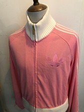RETRO ADIDAS KNIT TRACKSUIT TOP SIZE LADIES 16 PINK