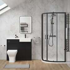 Complete 1000mm Black Vanity WC Unit Black Offset Quad Shower Suite RH 1000x800