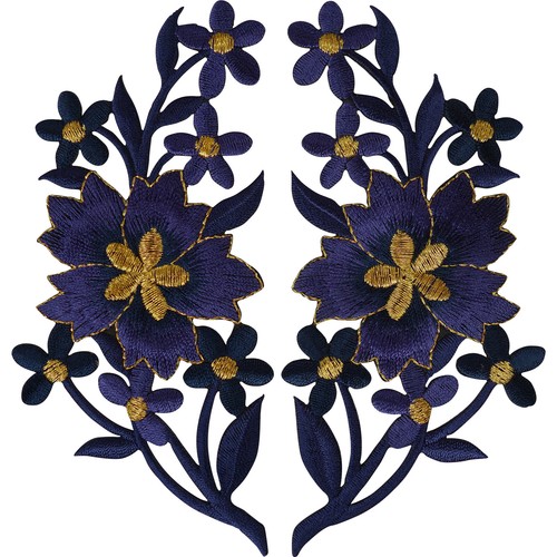 Pair flower patches iron - of,
