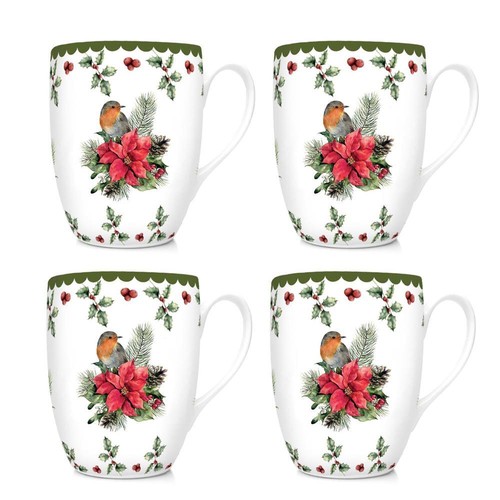 Set festive holly robin - set,