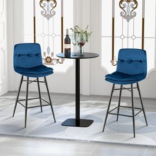 Set of 2 Bar Stools Velvet