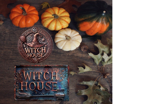 Witch house halloween - halloween, plaque