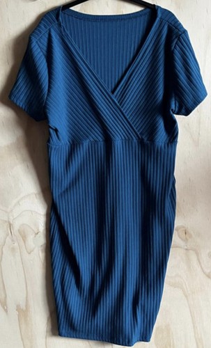 Blue ribbed wrap - wrap, ruched