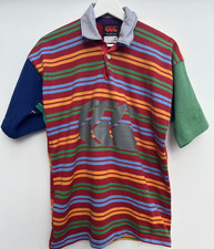 Canterbury Rugby Polo Shirt Striped Multi-coloured Uglies Short Sleeve Mens S