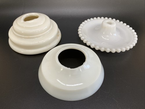 Milk glass lamp parts - 3,