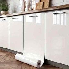 White High Gloss Furniture Film Self-Adhesive, Waterproof, Easy Cut, DIY Upgrade
