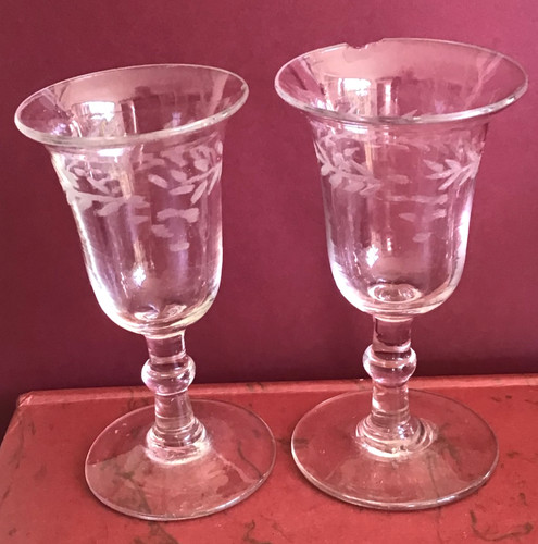 Georgian glasses with - glasses, laurel