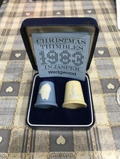 Wedgwood Blue and Yellow  jasperware 1983 thimbles boxed in excellent condition.