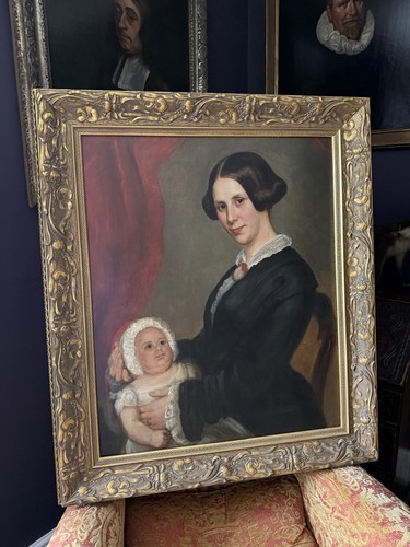 Large antique oil - antique, portrait