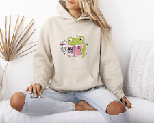 Cute Frog Reading Hoodie For Women Mental Health Positive Apparel Dont Bug Me