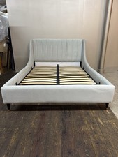 DFS Liberty King size Bed Frame £1099 - Silver Velvet & Walnut Brass Feet
