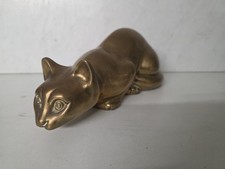 Vintage Brass Crouching Cat