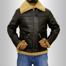 RAF Men's B-3 Jacket WW2 US Navy Aviator Flying Irvin Fur Shearling Real Leather