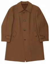 VINTAGE Mens Overcoat EU 56 3XL Brown Virgin Wool AS15