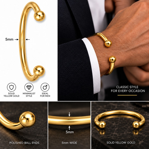 Solid yellow gold men open - gold, men's