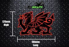 WELSH DRAGON Stickers Decals Car Camper Van Motorhome Matte Black & Gloss Red