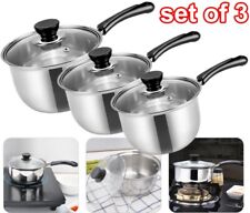 3PCS Induction Non Stick Stainless Steel Healthy Cookware Cooking Pot Stockpot