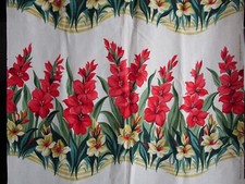 Vtg Barkcloth Fabric Floral