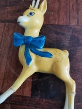 Vintage Beswick 'Babycham' deer gold stamp- Ceramic blue bow 